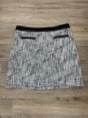 Karl Lagerfeld Black and White Tweed A-Line Skirt New With Tags